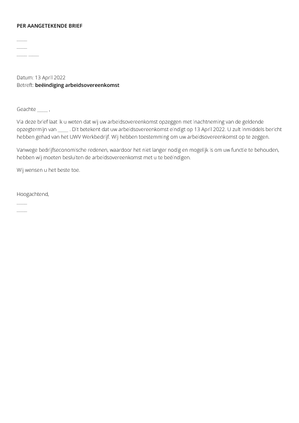 Ontslagbrief (werkgever)